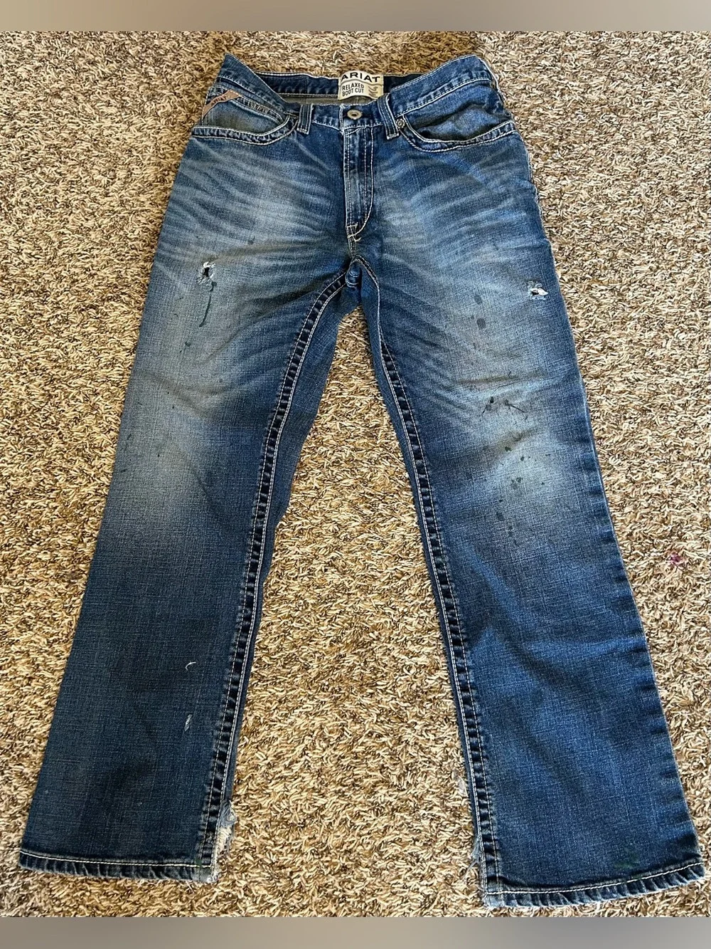 ARIAT M4 Relaxed Boot Cut Jeans Mens 32x32 Distressed Blue